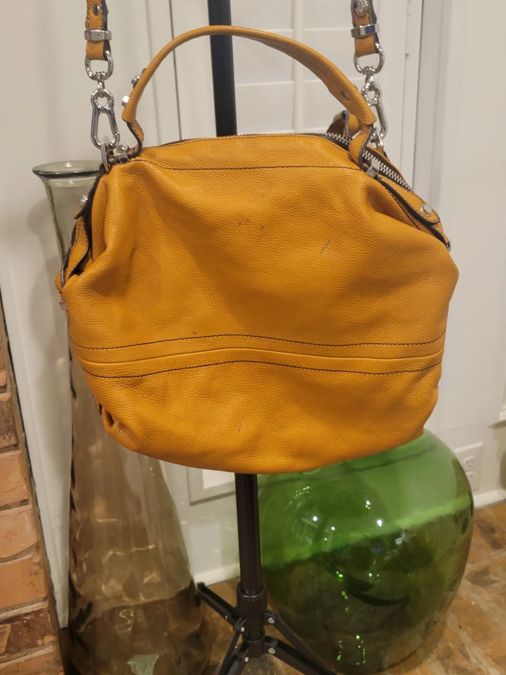 orYANY Mustard Yellow Leather Hobo Bag